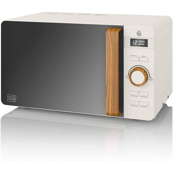 Microondas digital de 20 l, diseño nórdico moderno, SWAN, SM22036WHTNEU, 800 W, blanco