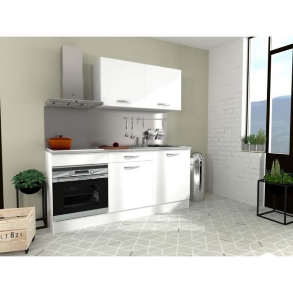 Cocina completa OSLO - L 180 cm - Blanco mate - Encimera incluida - Imagen de 3