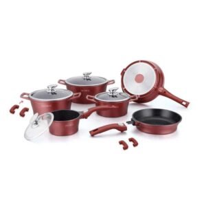 Juego de cocina de 6 piezas con encimera de mármol - Burdeos