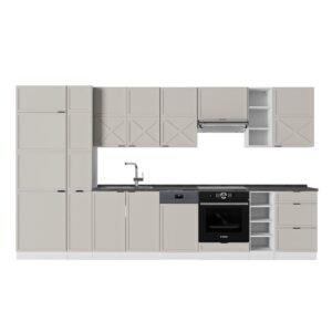 Vicco Cuisine Fame-Line, Gris Beige/Blanco, 355 cm, PT Antracita