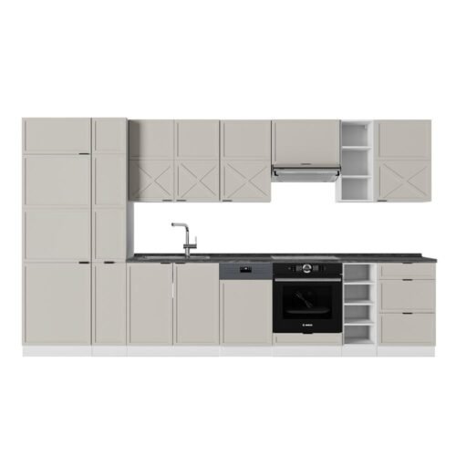 Vicco Cuisine Fame-Line, Gris Beige/Blanco, 355 cm, PT Antracita