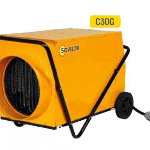 Sovelor – Calefactor móvil de aire forzado con conductos eléctricos de 30 kW sobre ruedas – C30G