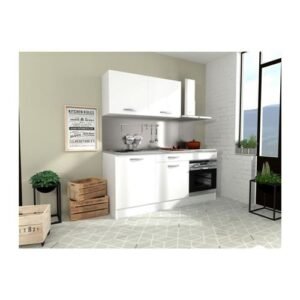 Cocina completa OSLO - L 180 cm - Blanco mate - Encimera incluida