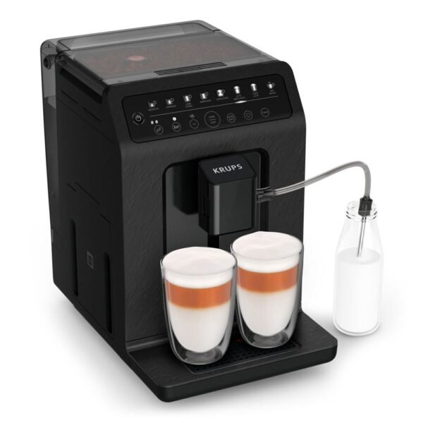 Cafetera automática para capuchino y espresso Krups Evidence Eco-Design EA897B10 de 1450 W, color negro