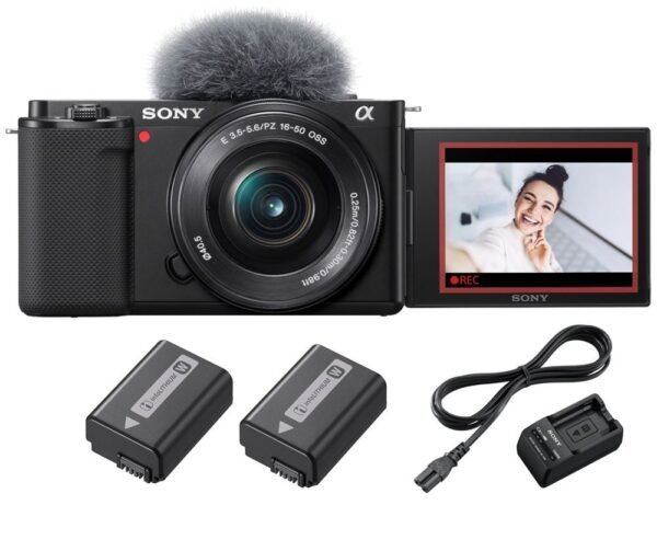 Paquete de cámara híbrida para vlogs Sony ZV-E10 + E PZ 16-50 mm f/3,5-5,6 OSS + segunda batería + cargador - Imagen de 2