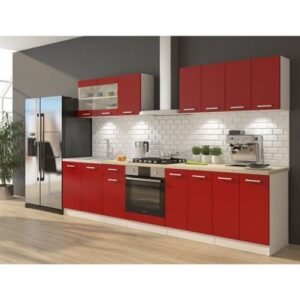 ULTRA Cocina completa con mueble horno y encimera incluido L 300 cm - Rojo mate